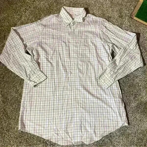 BROOKS BROTHERS MAKERS COTTON NON IRON DRESS SHIRT  White & Blue Stripe 2XL